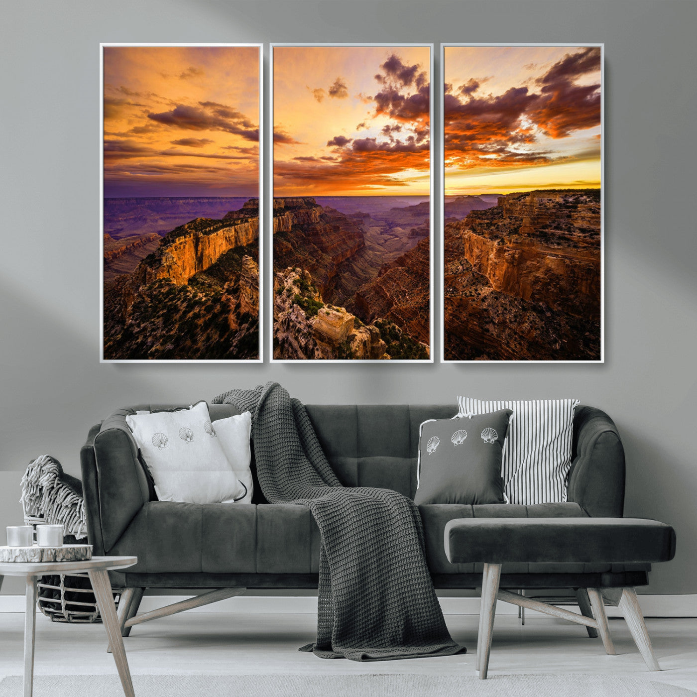 MGV-FC-48X32-3P - Mesmerizing Sunset from Grand Canyon Nal Park Wall Art, Grand Canyon Canvas Print
