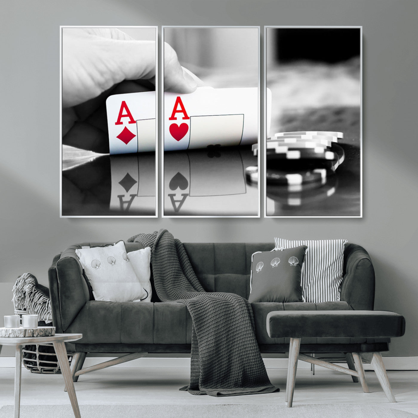 MGV-FC-48X32-3P - Aces Poker Art Poker Game Wall Art Canvas Print