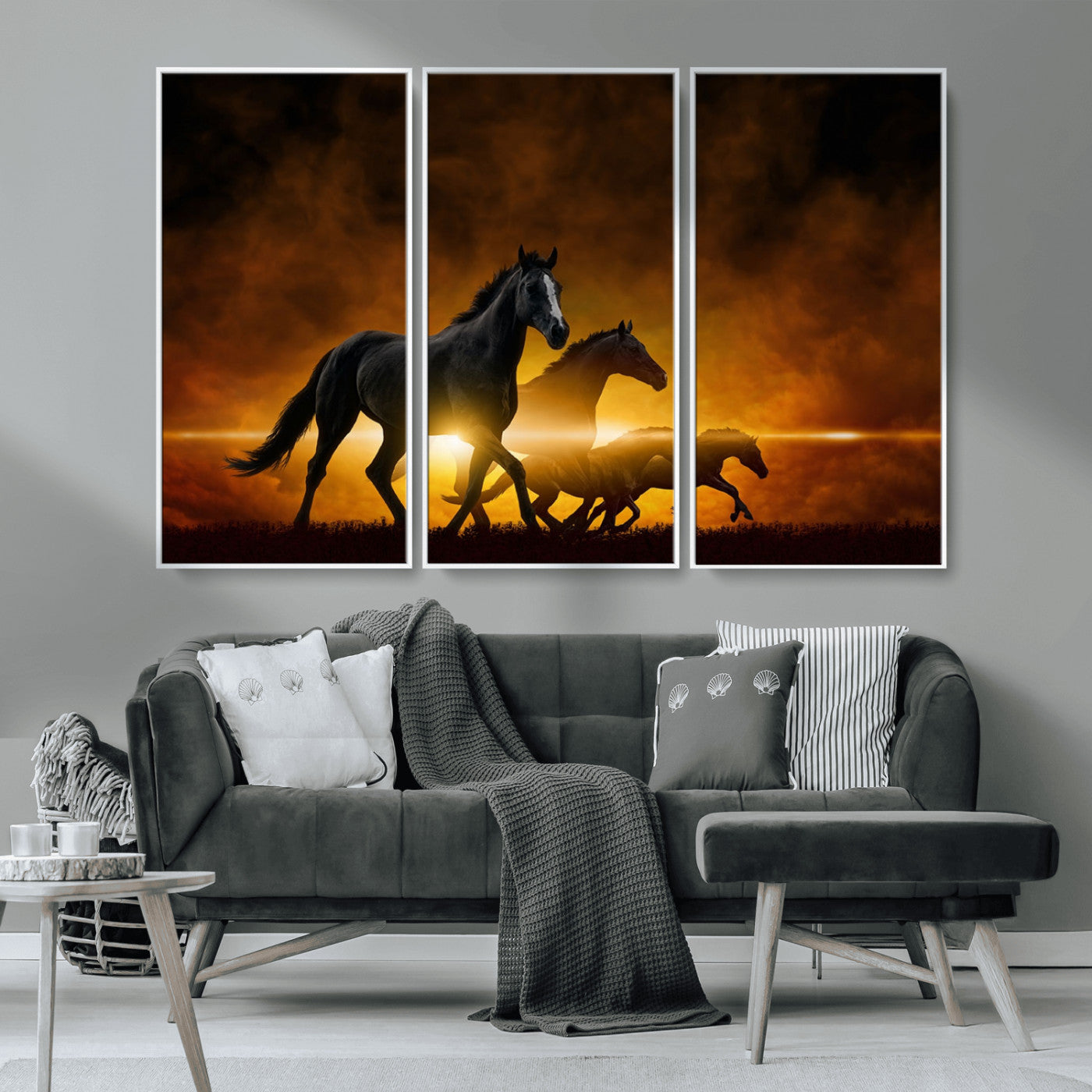 MGV-FC-48X32-3P - Horse Wall Art Canvas Print, Multi Panel Animal Canvas Print