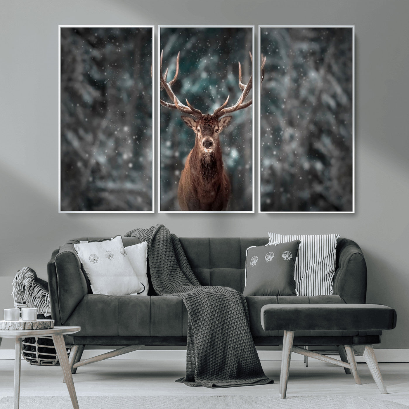MGV-FC-48X32-3P - Wall Art Deer Art Animal Canvas, Framed Wall Art Deer Canvas Print