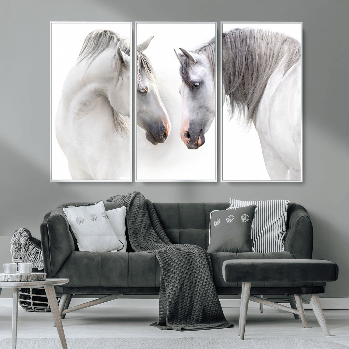MGV-FC-48X32-3P - White Horse Wall Art Animal Canvas Print