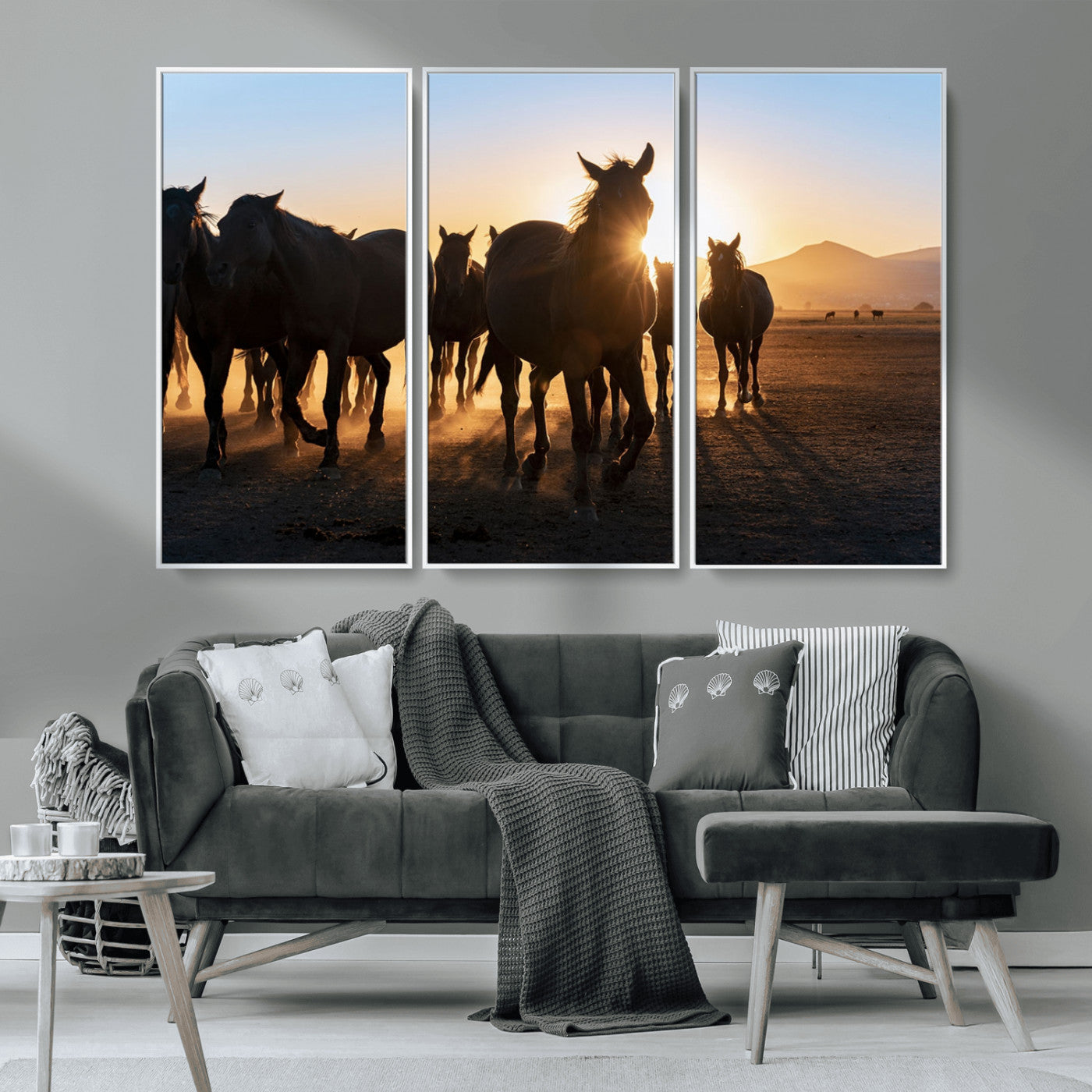 MGV-FC-48X32-3P - Horse Herd Wall Art Animal Canvas Print