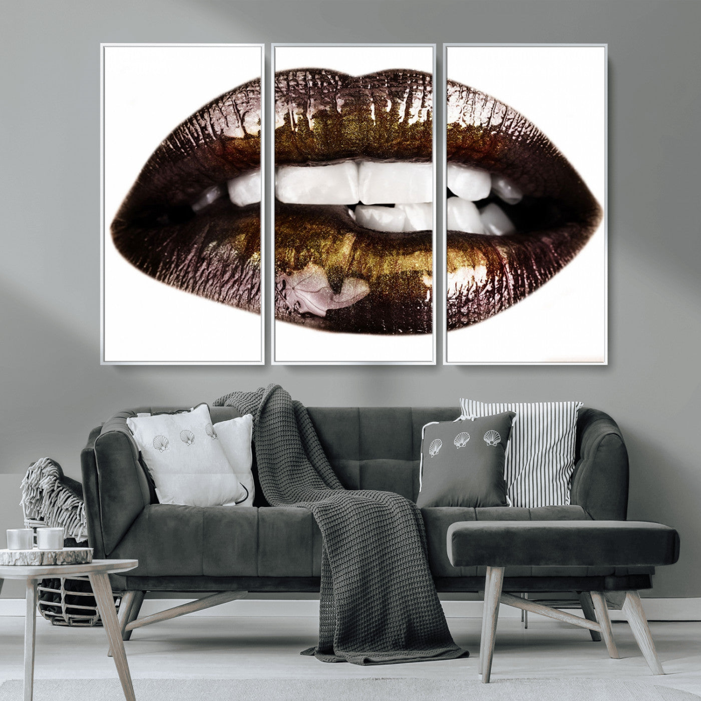 MGV-FC-48X32-3P - Close Up Lips Wall Art Canvas Print