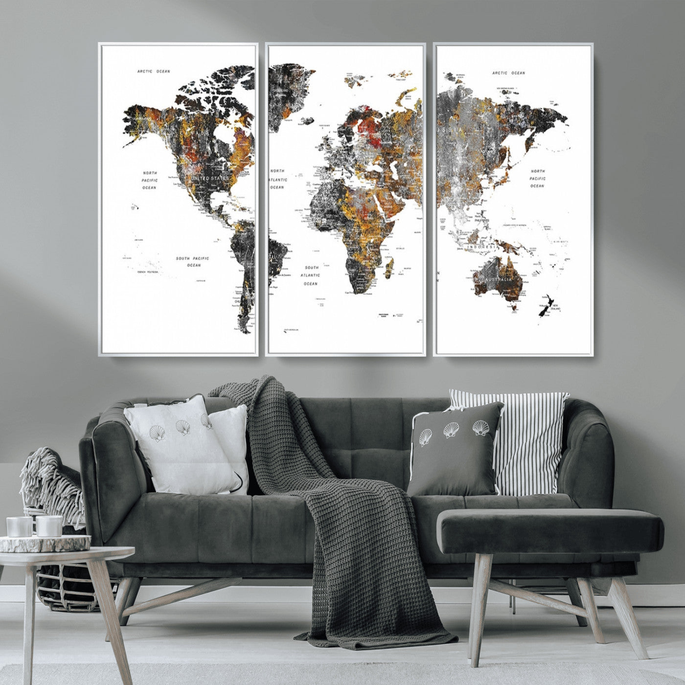 MGV-FC-48X32-3P - World Map Wall Art Canvas Print for Home and Office Decor