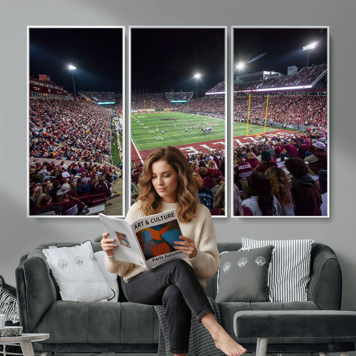 56191-MGV-CV-36X24 - Washington Grizzly Stadium American Football Wall Art Canvas Print, Sports Wall Art Print, Game Room Decor-1