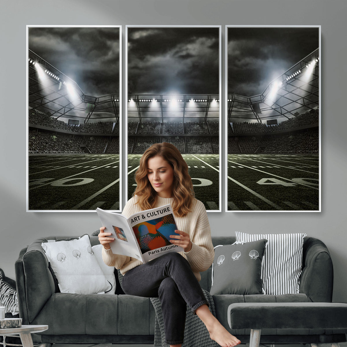 90107-MGV-CV-36X24 - American Football Stadium Wall Art Canvas Print, Stadium Sport Wall Art Print
