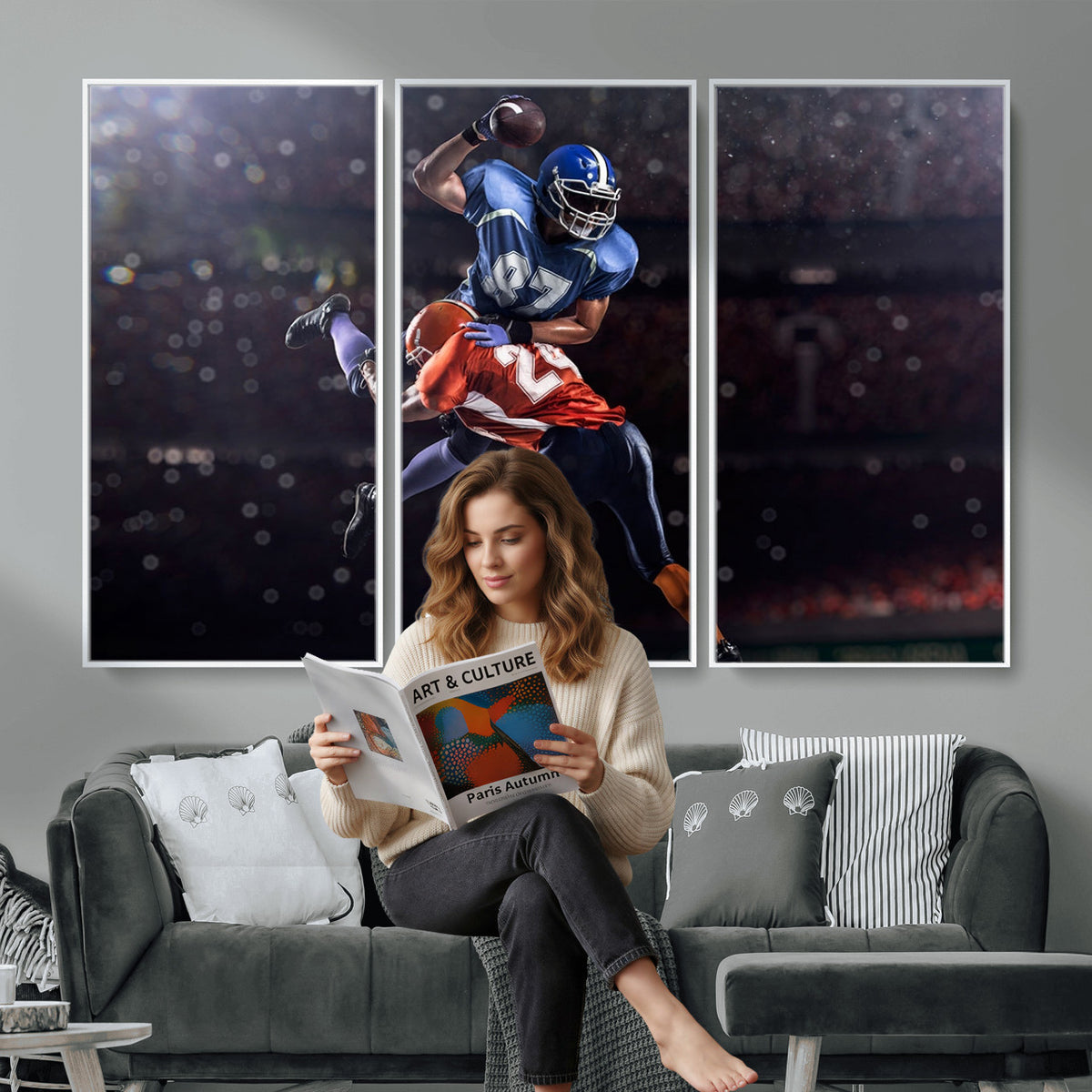 76491-MGV-CV-36X24 - American Football Wall Art Canvas Print, Stadium Sport Wall Art Print