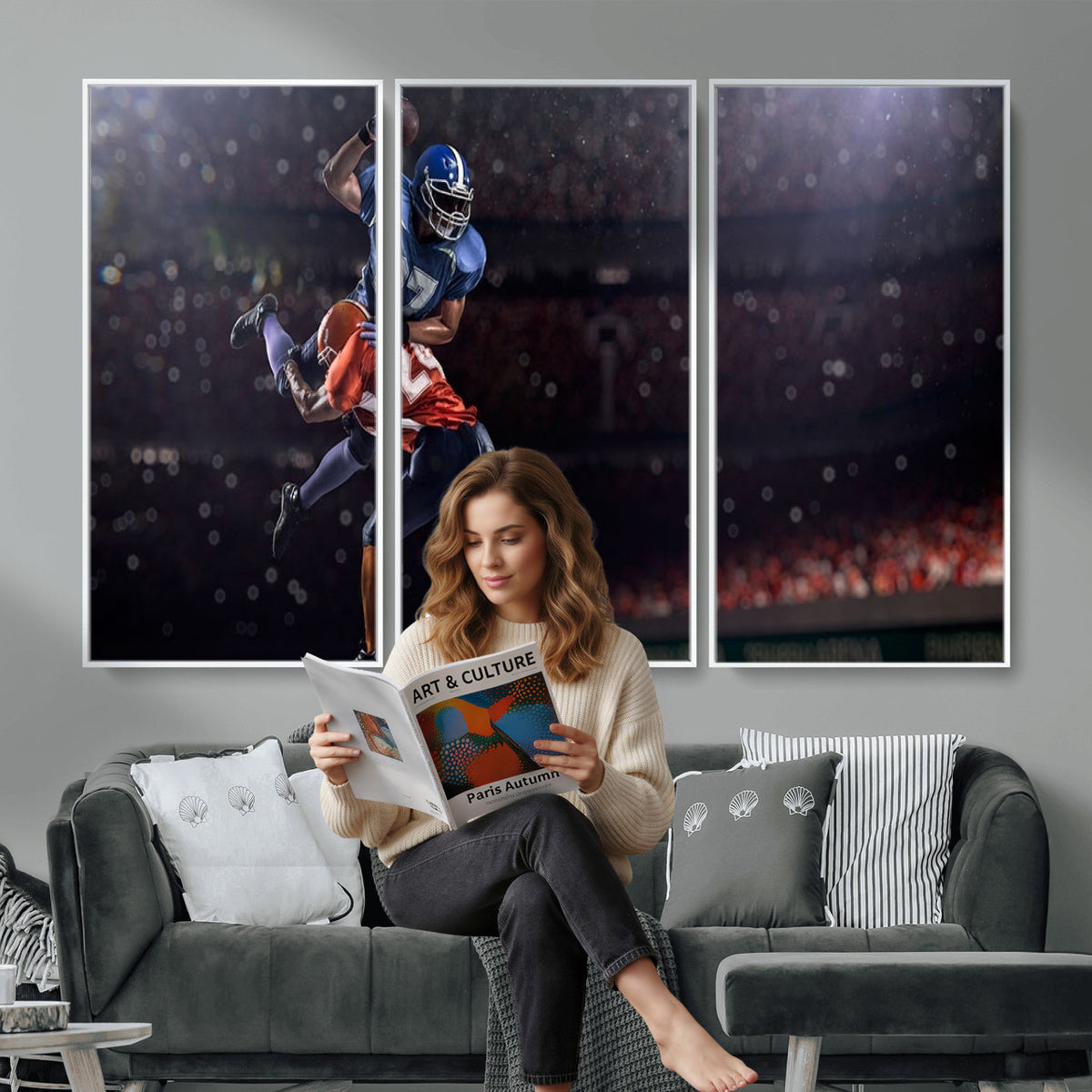 68009-MGV-CV-36X24 - American Football Wall Art Canvas Print, Stadium Sport Wall Art Print