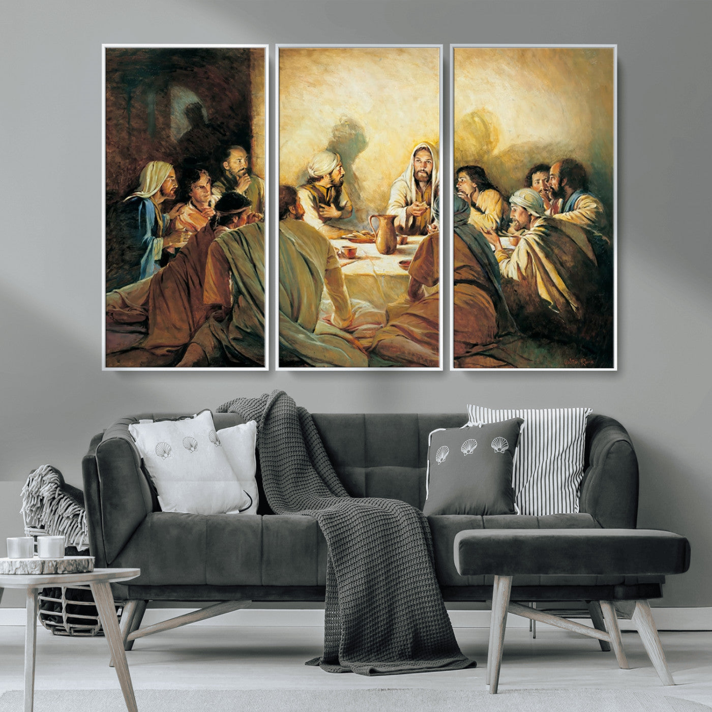 MGV-FC-48X32-3P - Last Supper Wall Art Canvas Print, Framed Jesus Painting Art Picture Print, Moderne Bibel Perfect Traditional/Religious Decor Artwork