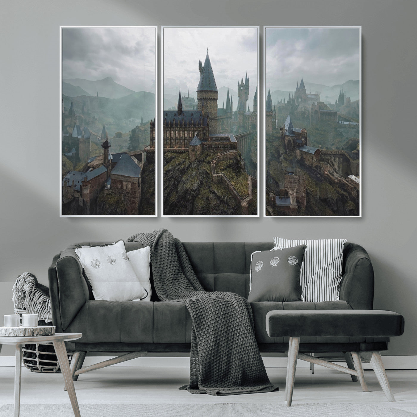 MGV-FC-48X32-3P - Disney Castle Wall Art Canvas Print, Living Kids Home Room Decor Art Print
