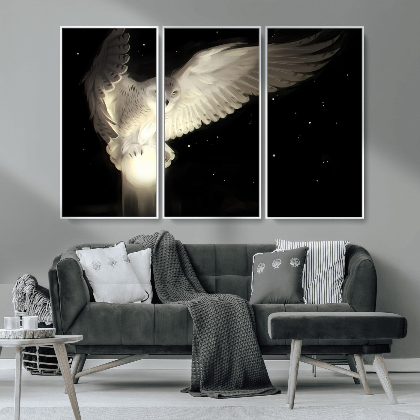 MGV-FC-48X32-3P - Night Owl Art -  Illuminating the Darkness – Unique Animal-Inspired Wall Art for Modern Decor |