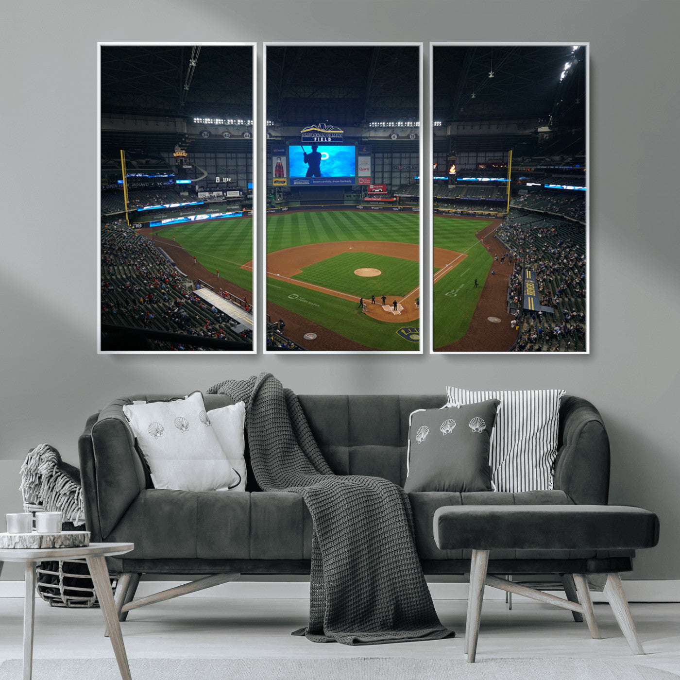 MGV-FC-48X32-3P - Milwaukee Brewers Baseball Art Print - American Family Field Stadium Wall Art Canvas Print