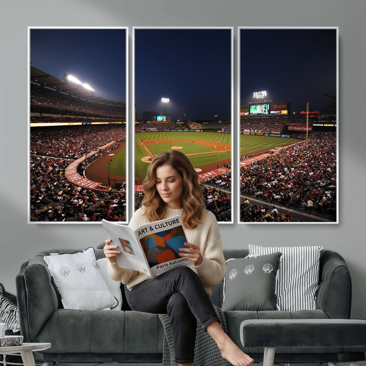 88896-MGV-CV-36X24 - Los Angeles Angels Baseball Team Print, Anaheim Angel Stadium Wall Art