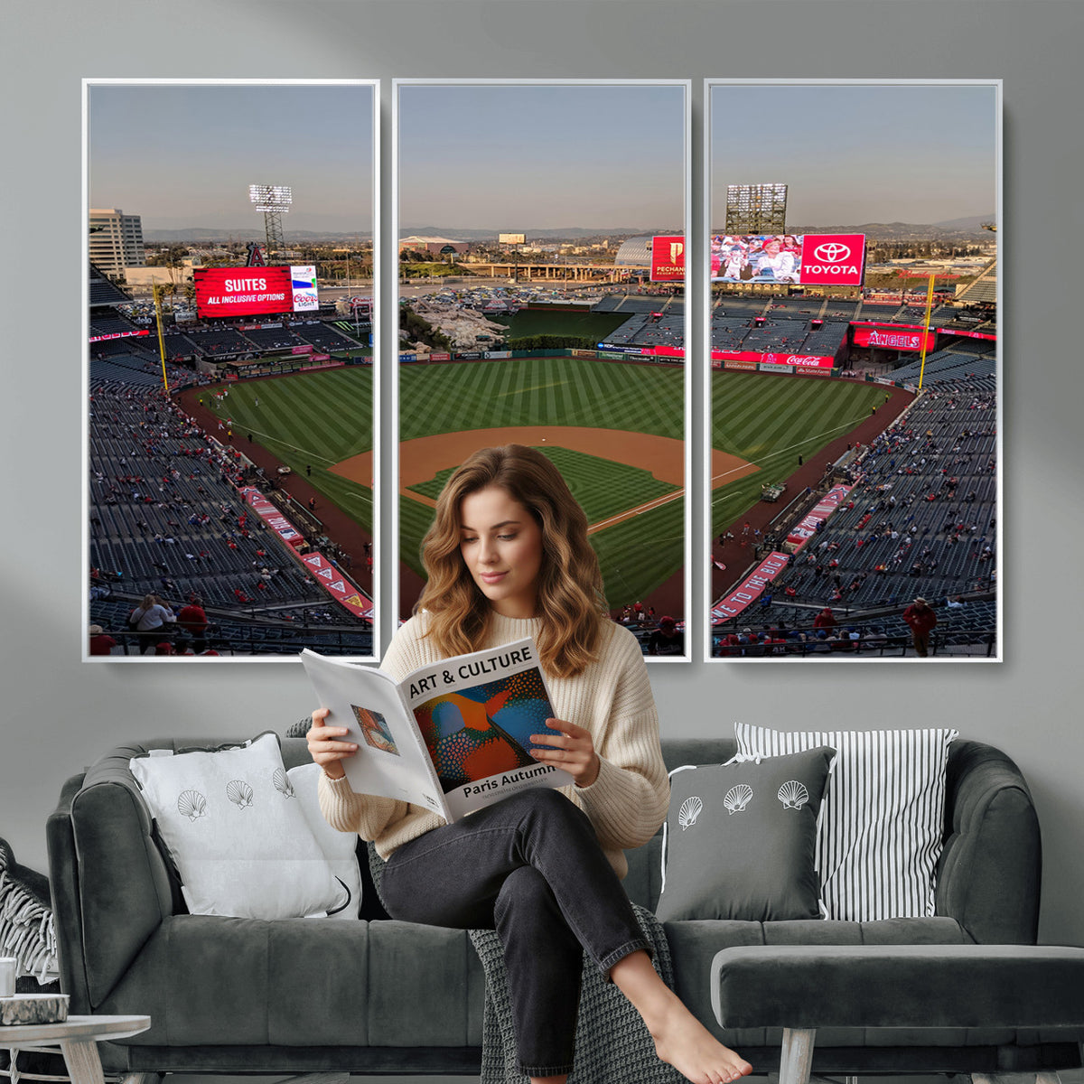 45864-MGV-CV-36X24 - Los Angeles Angels Baseball Canvas Print, Anaheim Angel Stadium Wall Art