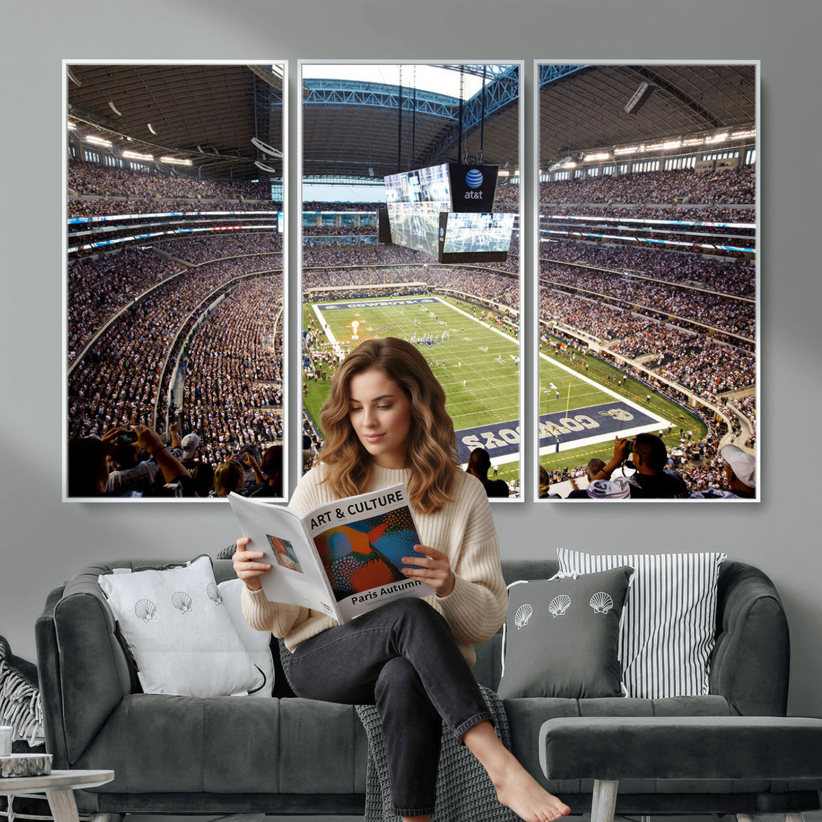 82096-MGV-CV-36X24 - Dallas Cowboys Football Team Print - Arlington AT&T Stadium Wall Art Canvas Print