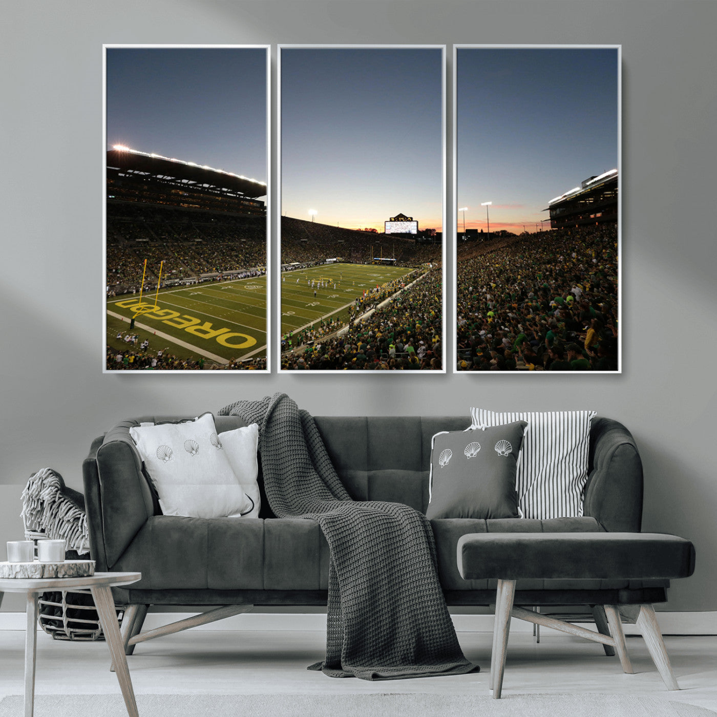 MGV-FC-48X32-3P - Oregon Ducks Football Team Print - Eugene Autzen Stadium Wall Art Canvas Print