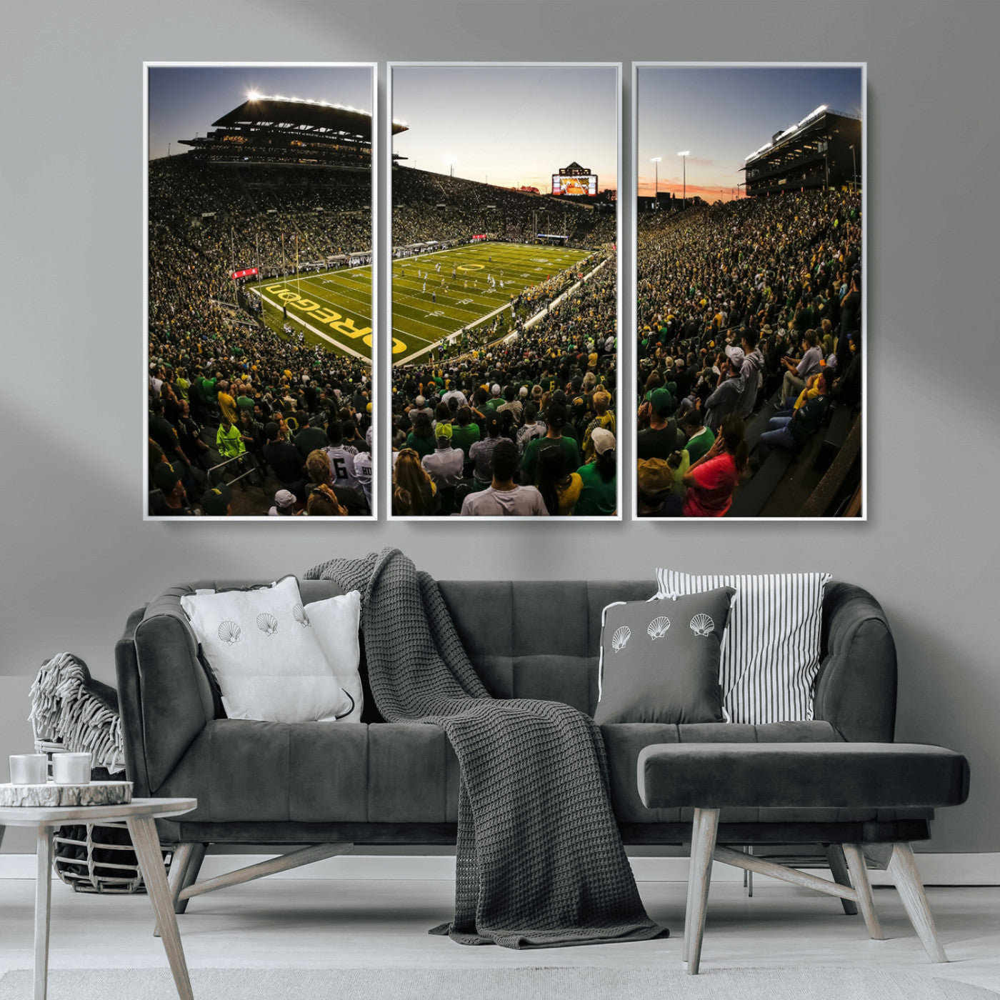 MGV-FC-48X32-3P - Oregon Stadium Canvas Wall Art - Captivating Game Day Scene at Autzen Stadium, Oregon Ducks Football