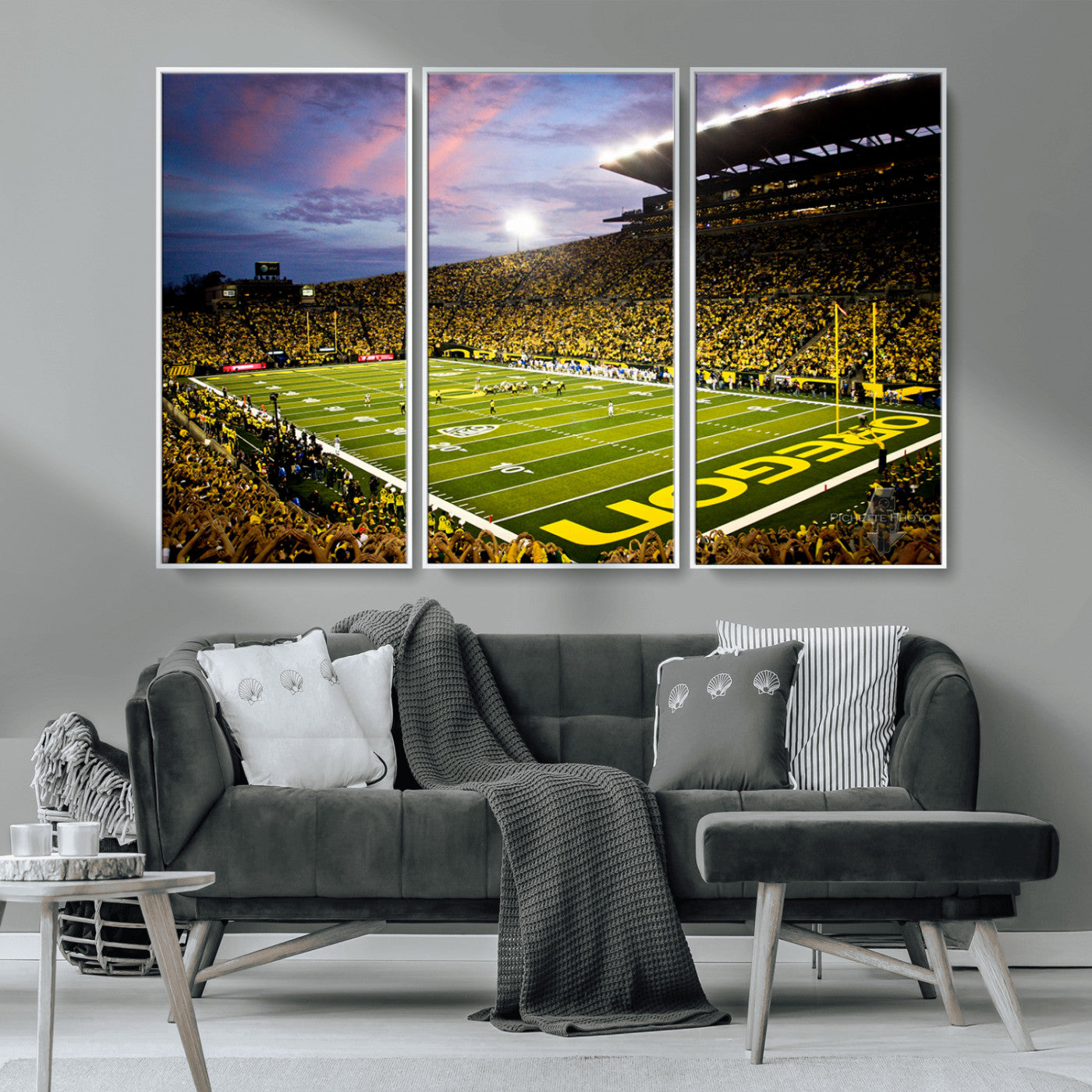 MGV-FC-48X32-3P - University of Oregon Ducks Football Team Print - Eugene Autzen Stadium Wall Art Canvas Print