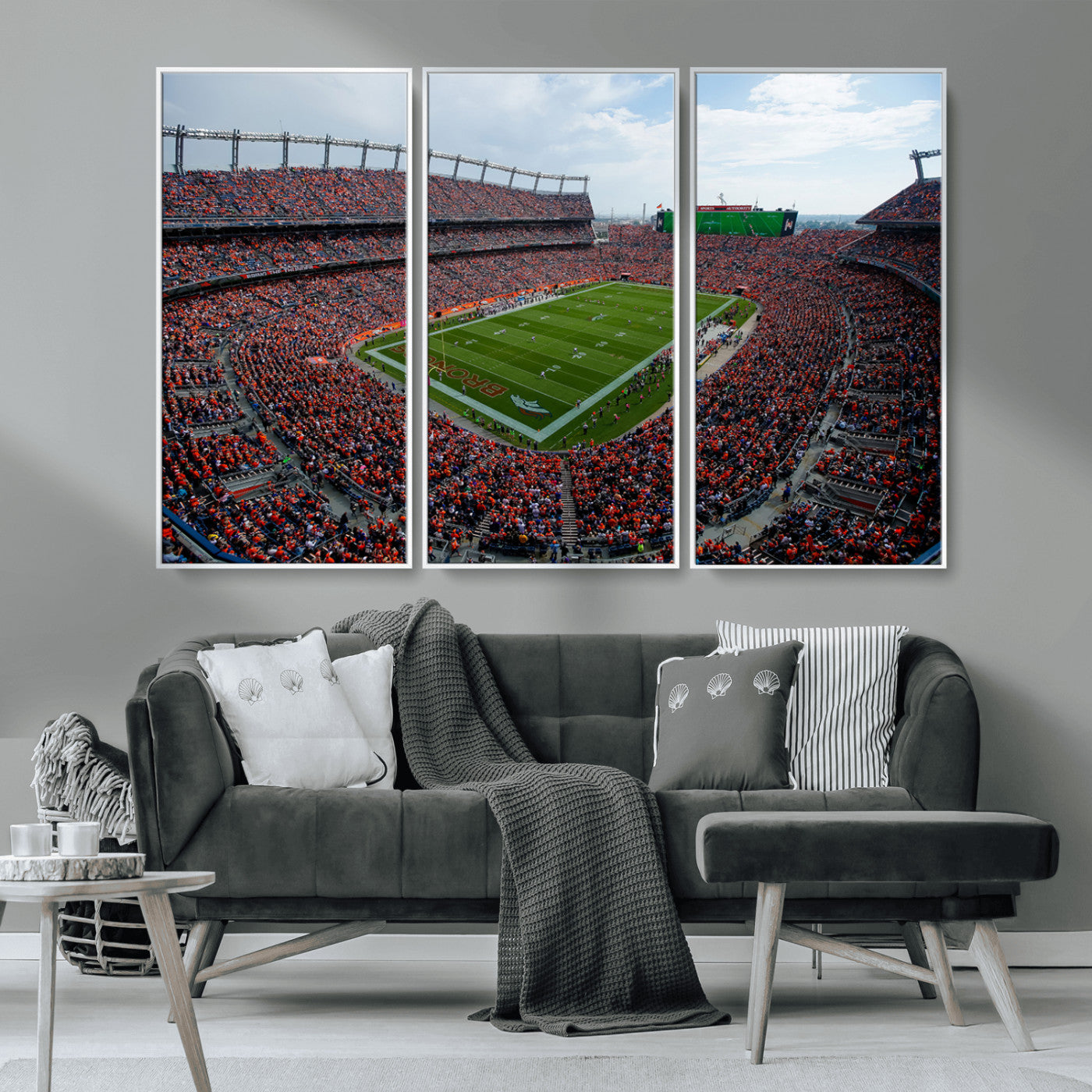 MGV-FC-48X32-3P - Denver Broncos Football Team Print - Empower Field Mile High Stadium Wall Art Canvas Print