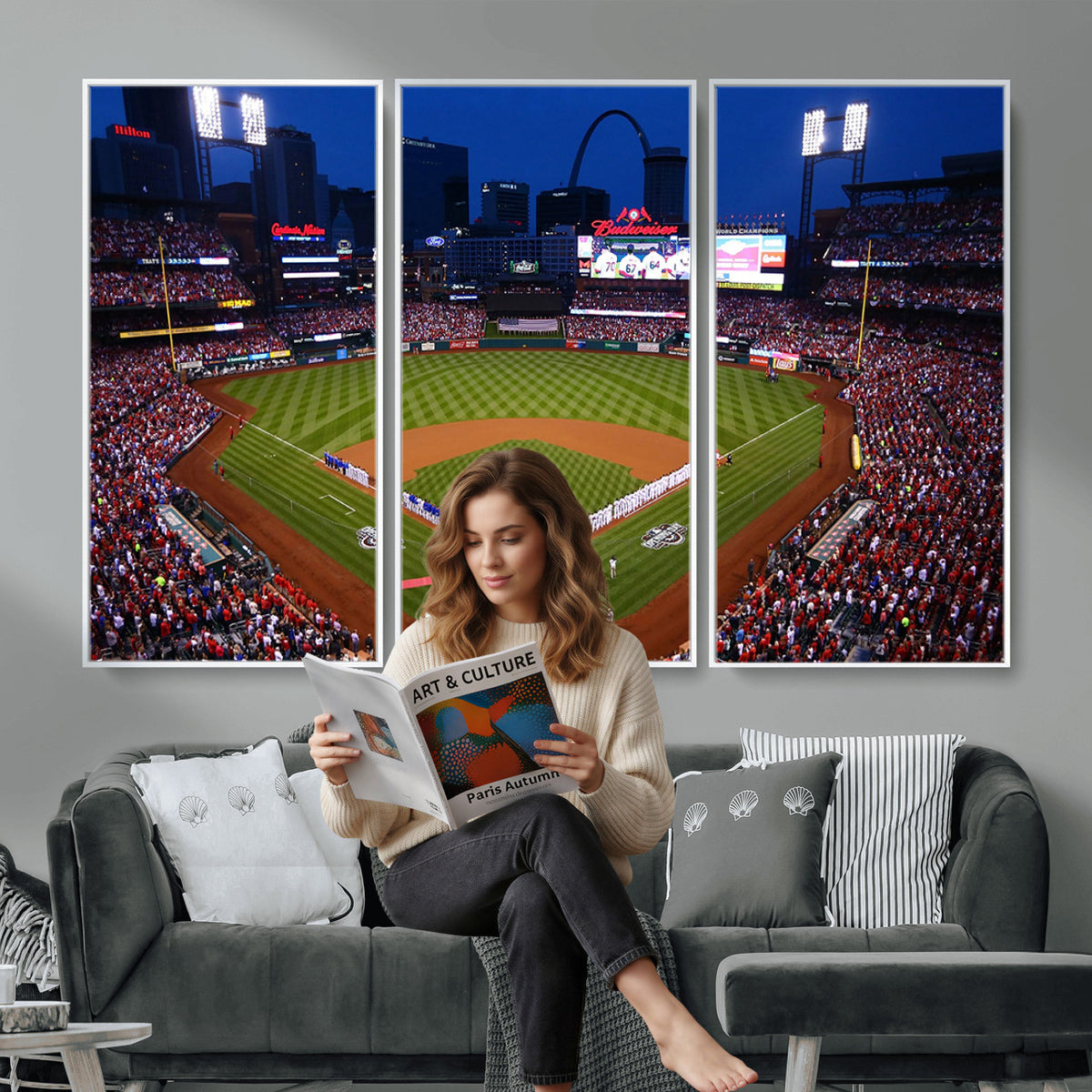 11925-MGV-CV-36X24 - St. Louis Cardinals Baseball Team Print, Busch Stadium Wall Art