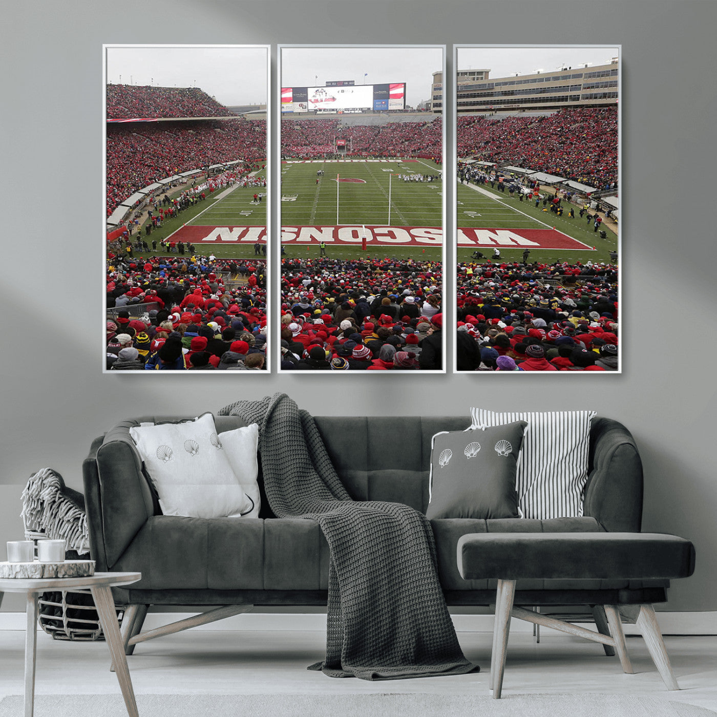 MGV-FC-48X32-3P - Wisconsin Badgers Team Print Canvas - Madison Camp Randall Stadium Wall Art Canvas Print