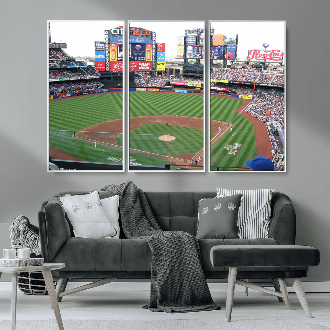 MGV-FC-48X32-3P - New York Mets Baseball Team Print - Citi Field Baseball Stadium Wall Art Canvas Print