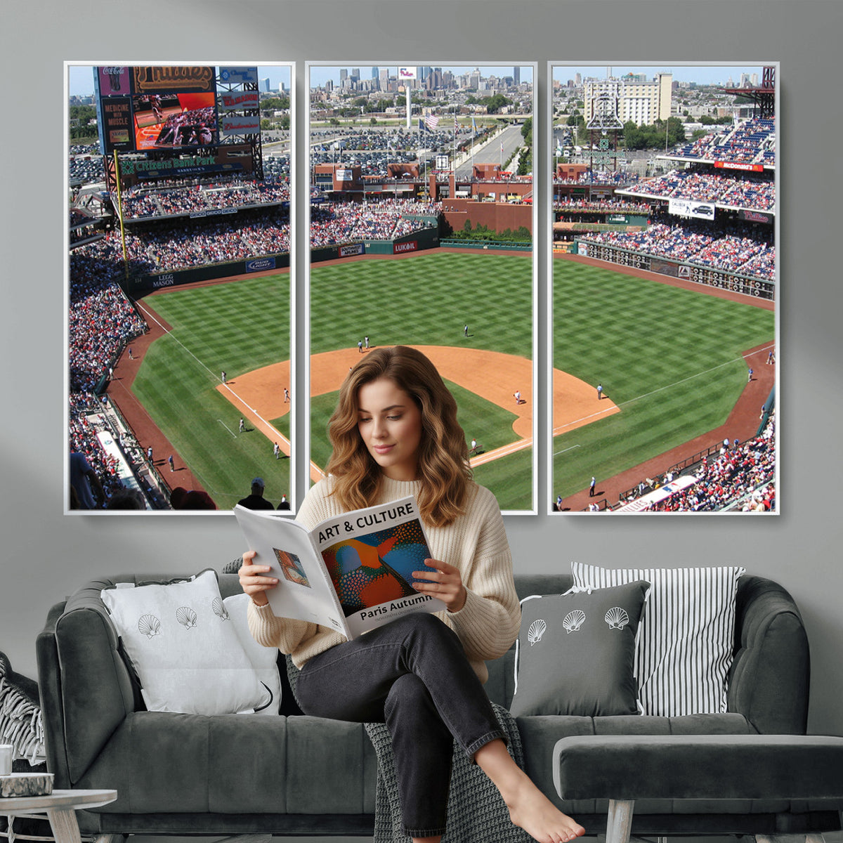 85755-MGV-CV-36X24 - Philadelphia Phillies Baseball Team Print - Philadelphia Citizens Bank Park Stadium Wall Art Canvas