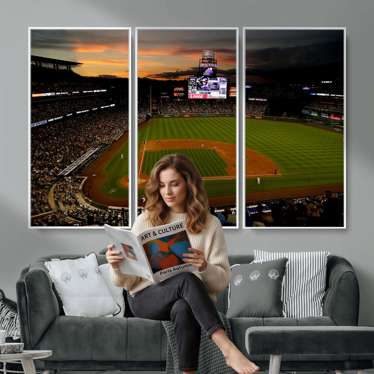 57060-MGV-CV-36X24 - Colorado Rockies Coors Field Wall Art Canvas Print - MLB Baseball Stadium