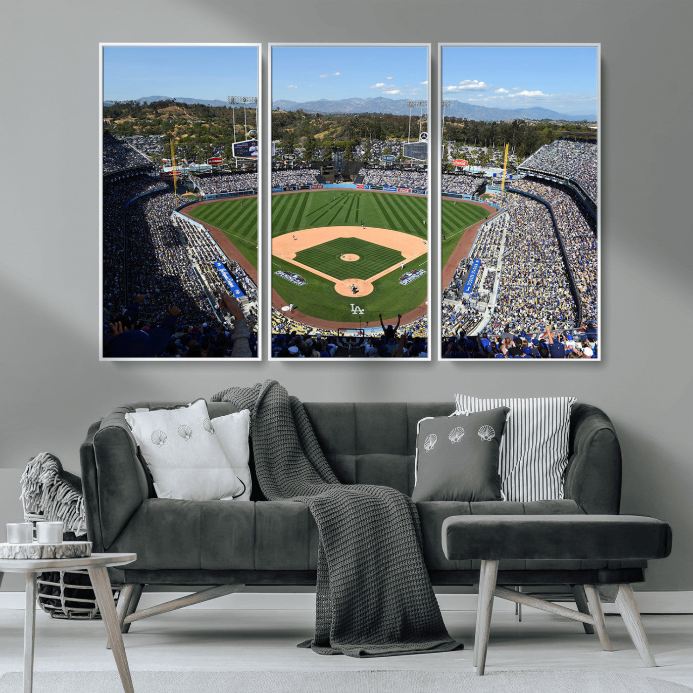 MGV-FC-48X32-3P - Los Angeles Dodgers Dodger Stadium Wall Art Canvas Print - MLB Baseball Stadium Wall Art Canvas