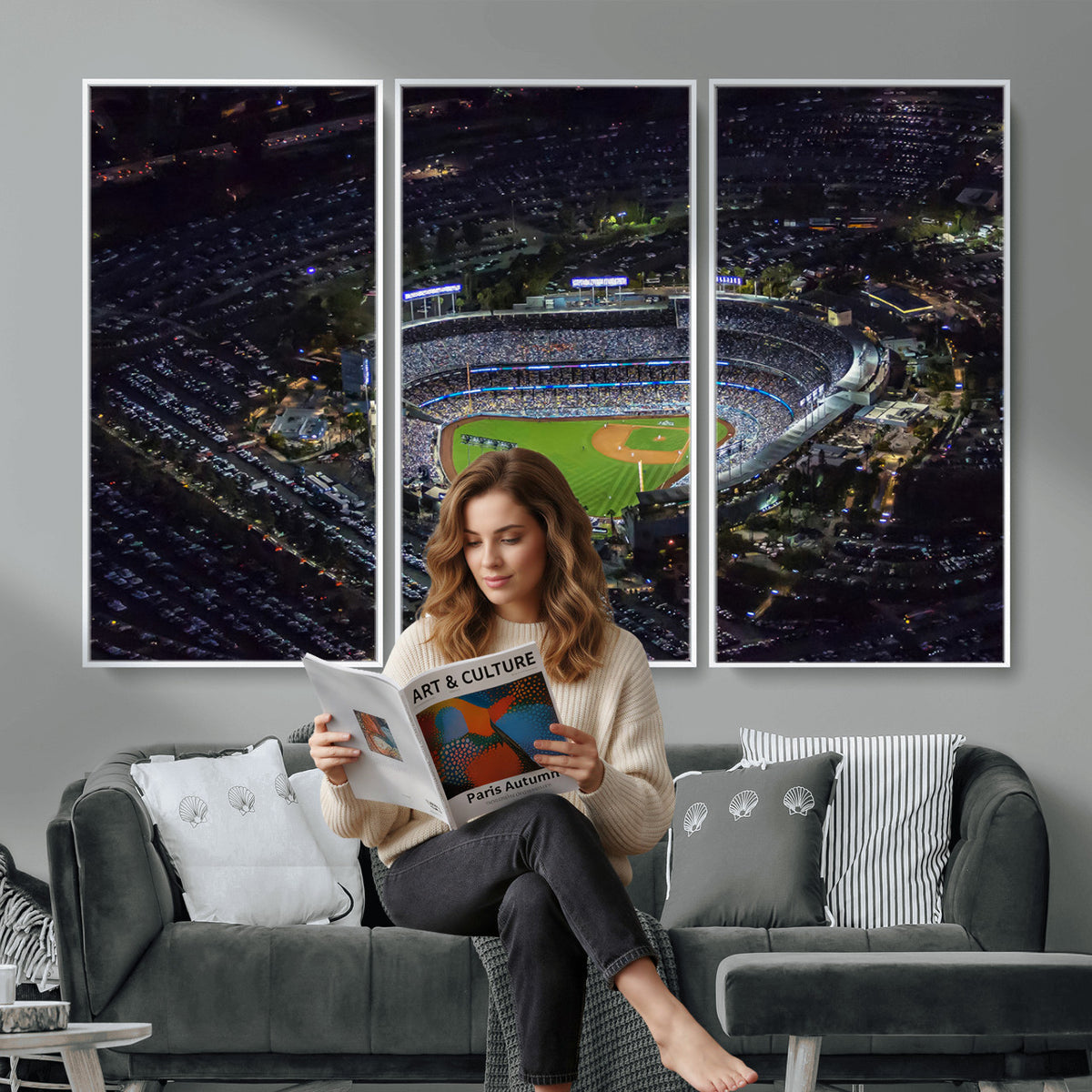 20932-MGV-CV-36X24 - Los Angeles Dodgers Dodger Stadium Wall Art Canvas Print