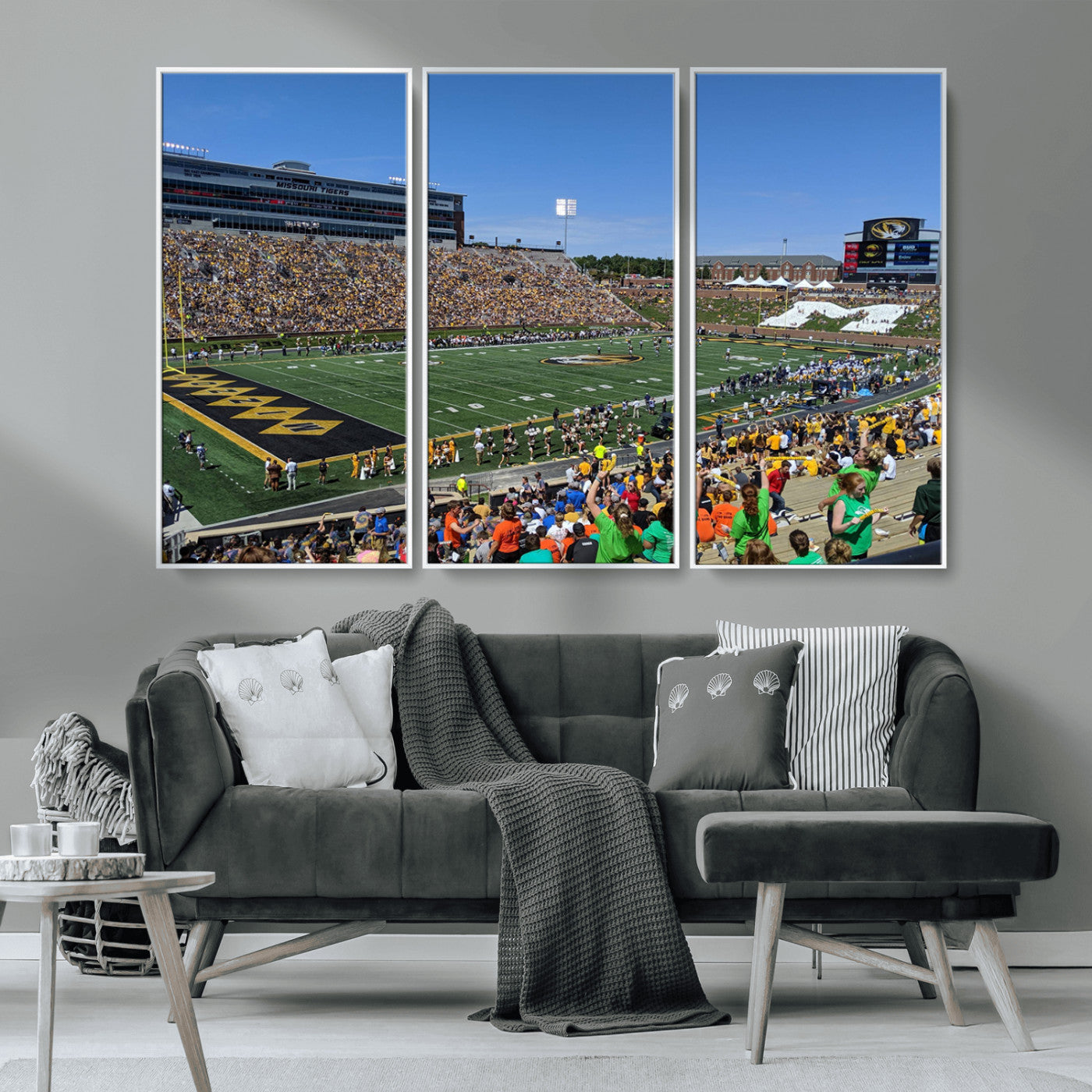MGV-FC-48X32-3P - University of Missouri Tigers Football Team Print - Columbia Faurot Field Memorial Stadium Wall Art