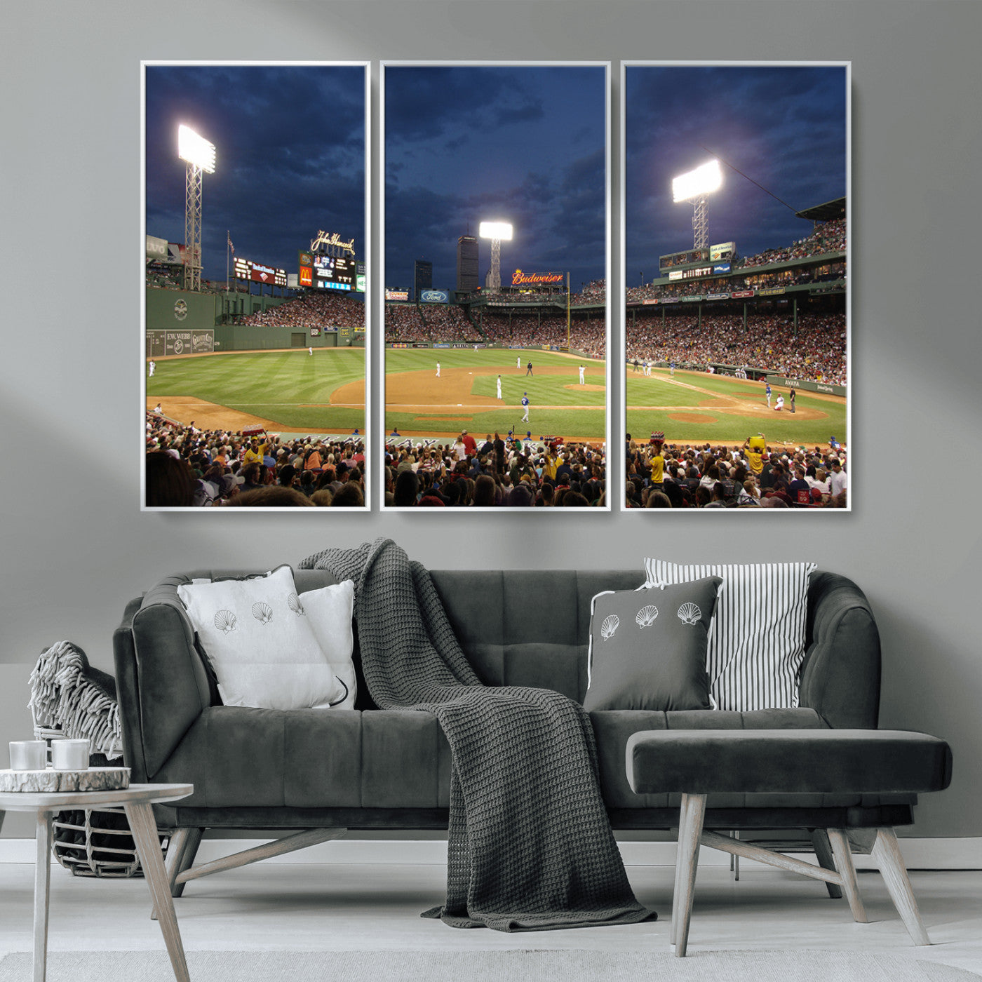 MGV-FC-48X32-3P - Boston Red Sox Baseball Team Print Canvas - Massachusetts Fenway Park Stadium Wall Art Canvas Print