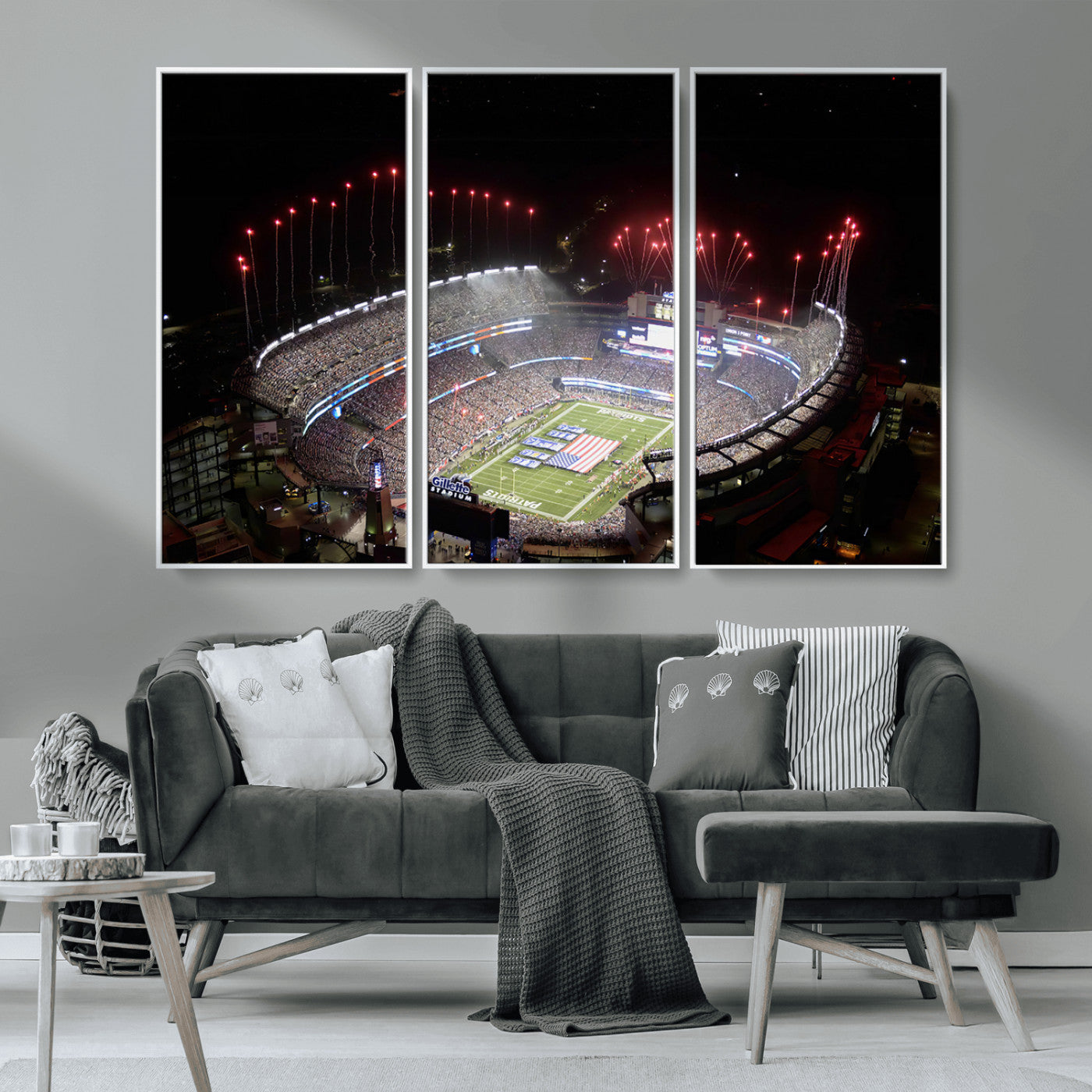 MGV-FC-48X32-3P - New England Patriots Team Print Wall Art- Foxborough Gillette Stadium Wall Art Canvas Print