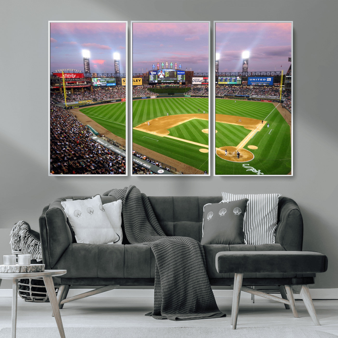 MGV-FC-48X32-3P - Chicago White Sox Baseball Team Print Canvas- Guaranteed Rate Field Stadium Wall Art Canvas Print