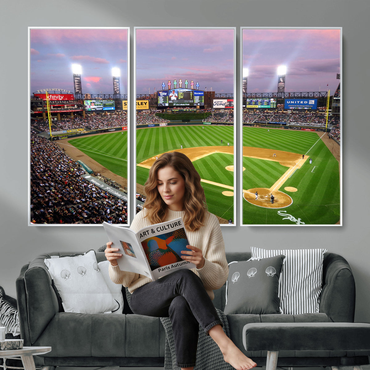 38470-MGV-CV-36X24 - Chicago White Sox Baseball Team Print Canvas, Guaranteed Rate Field Stadium Wall Art