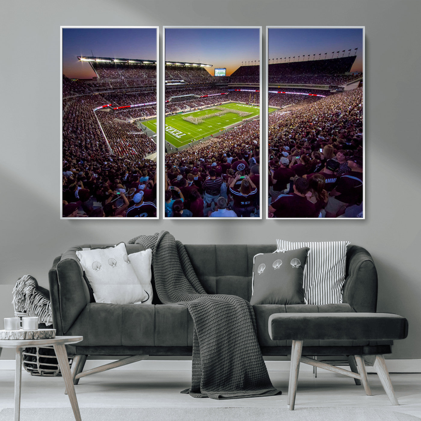 MGV-FC-48X32-3P - Texas A&M University Aggies Football Team Print - College Station Kyle Field Stadium Wall Art Canvas
