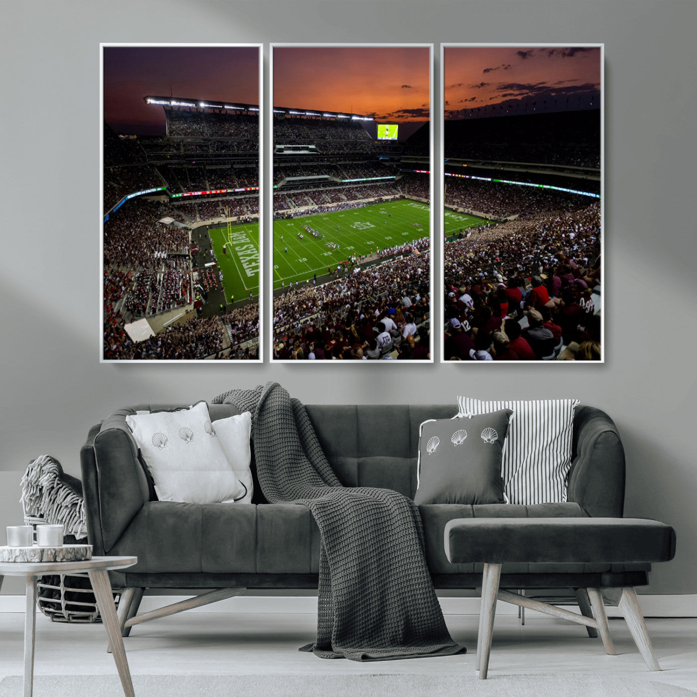 MGV-FC-48X32-3P - Texas A&M Aggies Football Team Print - College Station Kyle Field Stadium Wall Art Canvas Print