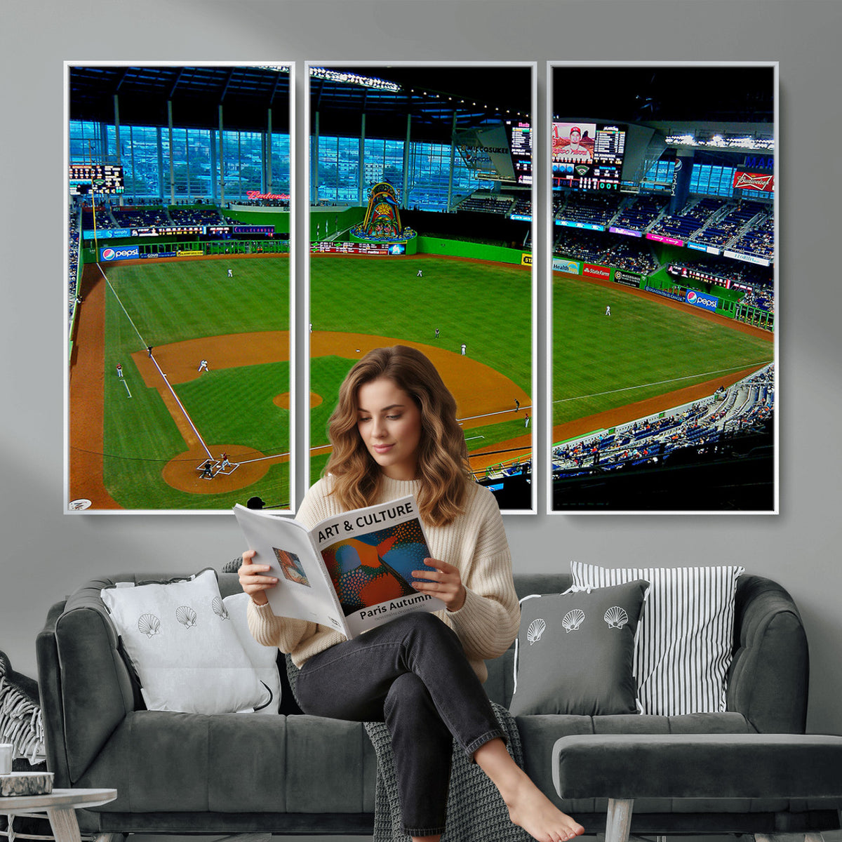 51207-MGV-CV-36X24 - Miami Marlins Baseball Team Print, Miami LoanDepot Park