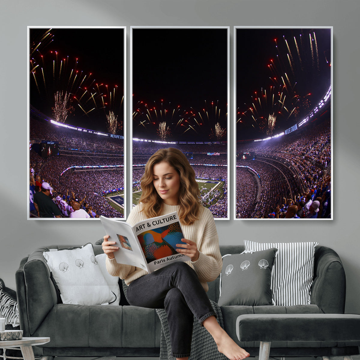 56360-MGV-CV-36X24 - New York Giants Football Team Print, East Rutherford MetLife Stadium Wall Art