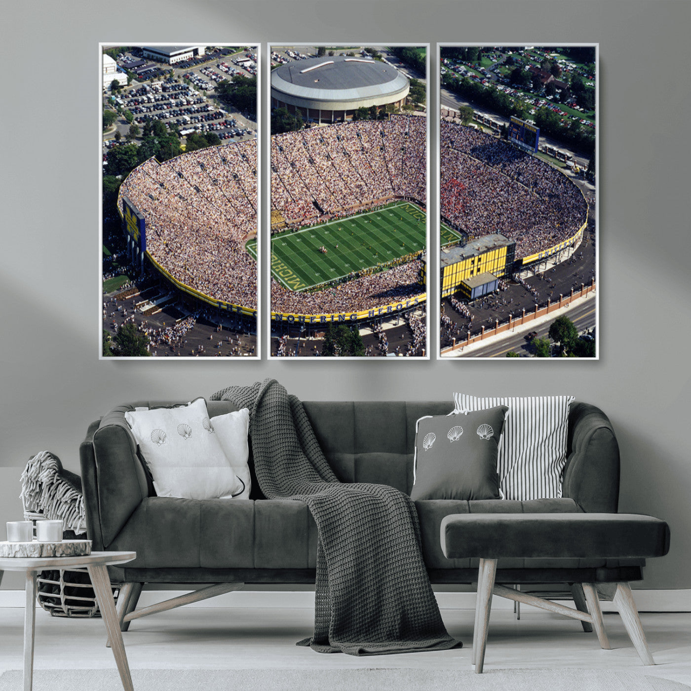 MGV-FC-48X32-3P - Michigan Wolverines Football Team Print - Ann Arbor Michigan Stadium Print, Michigan Wolverines