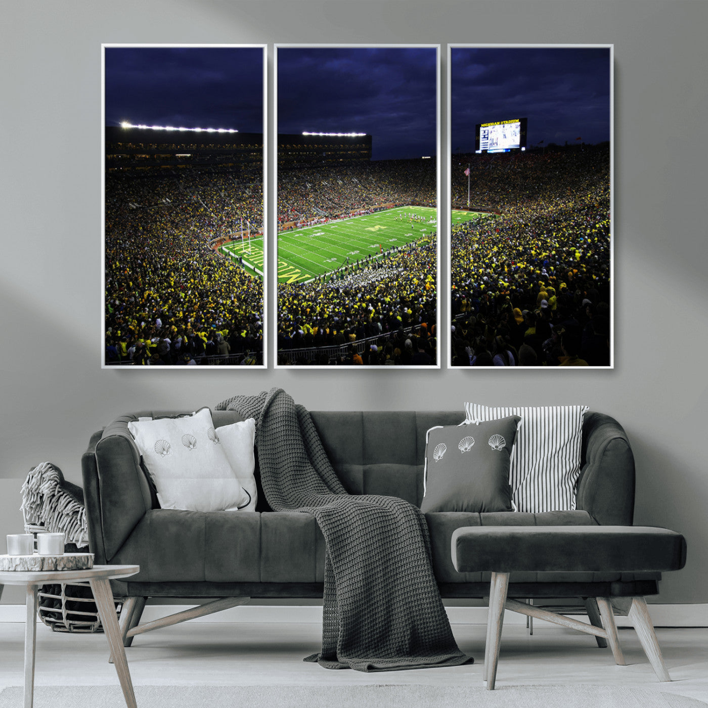 MGV-FC-48X32-3P - Michigan Wolverines Football Canvas Wall Decor, Football Team Print - Ann Arbor Michigan Stadium