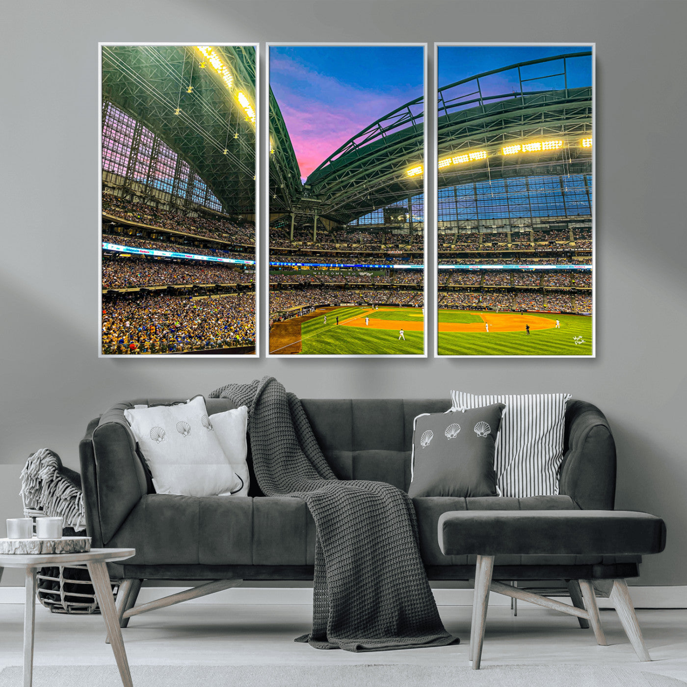 MGV-FC-48X32-3P - Milwaukee Brewers Baseball Team Print Canvas- American Family Field Stadium Wall Art Canvas Print