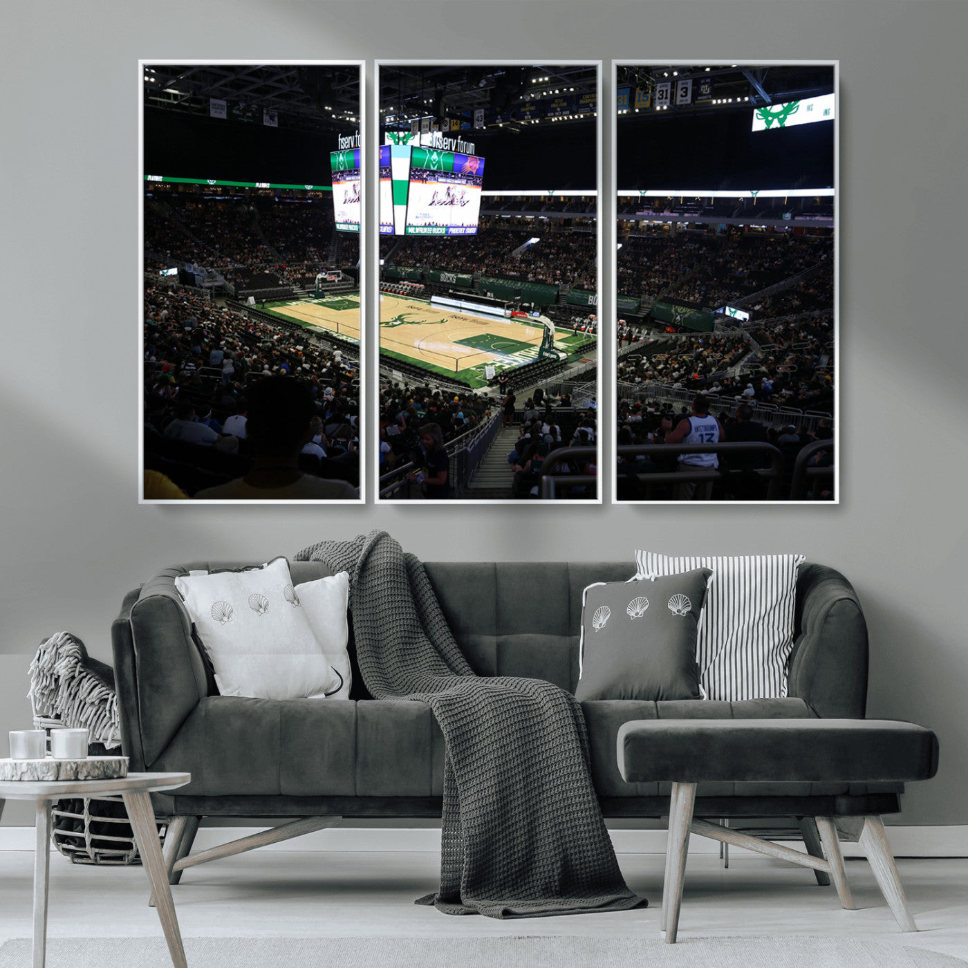 MGV-FC-48X32-3P - Milwaukee Bucks Basketball Print - Fiserv Forum Stadium Wall Art Canvas Print