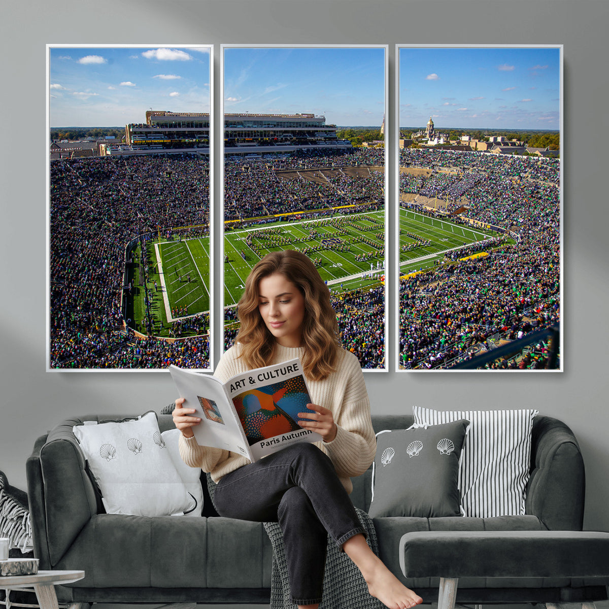 50114-MGV-CV-36X24 - Notre Dame Fighting Irish Football Team Print, Notre Dame Stadium Wall Art