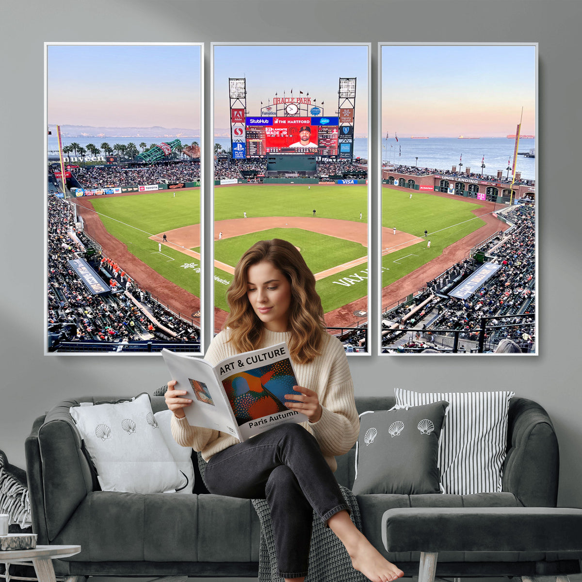 16055-MGV-CV-36X24 - San Francisco Giants Baseball Team Print, Oracle Park