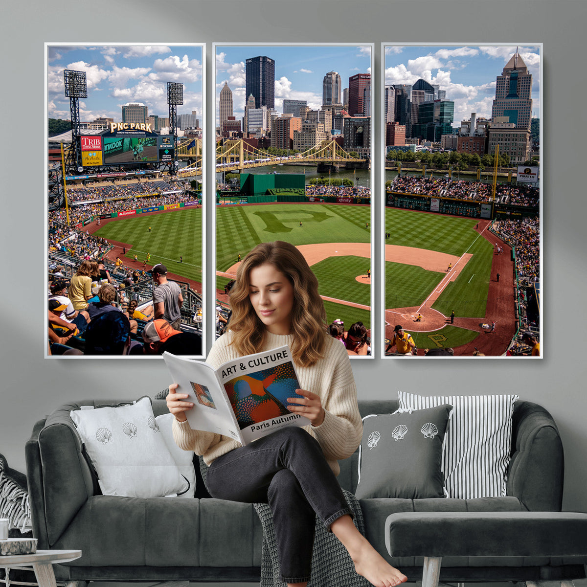 66872-MGV-CV-36X24 - Pittsburgh Pirates Baseball Team Print, PNC Park Stadium