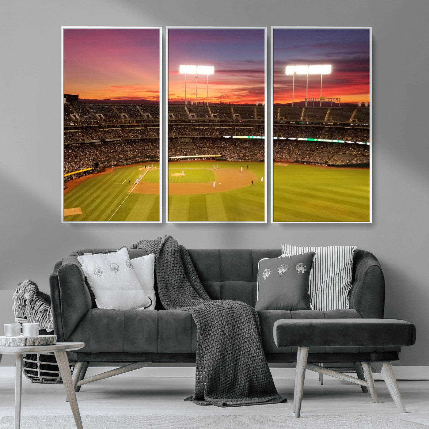 MGV-FC-48X32-3P - Oakland Athletics Baseball Team Print - Oakland Coliseum Stadium Wall Art Canvas Print