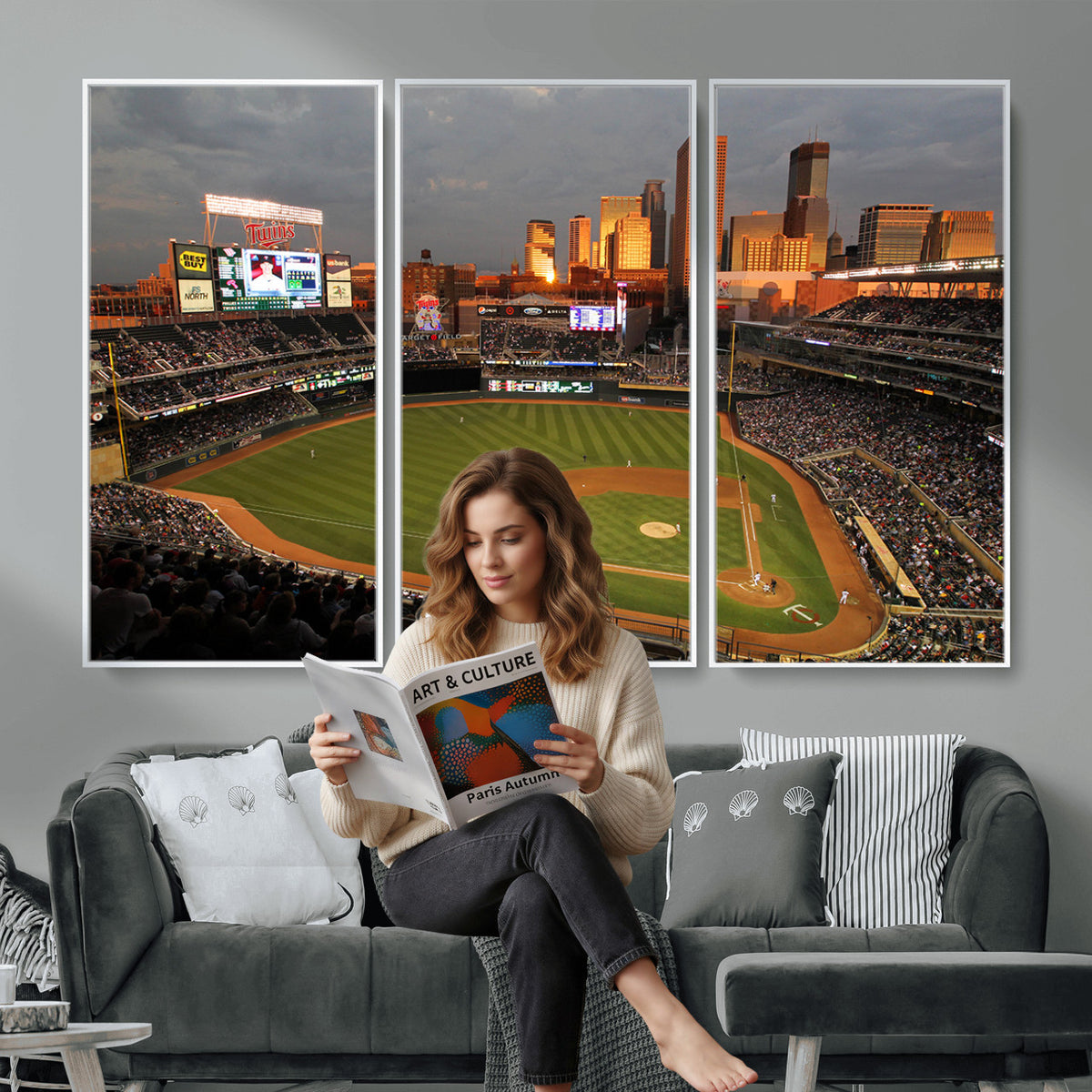 99822-MGV-CV-36X24 - Minnesota Twins Baseball Team Print, Minneapolis Target Field Stadium Wall Art