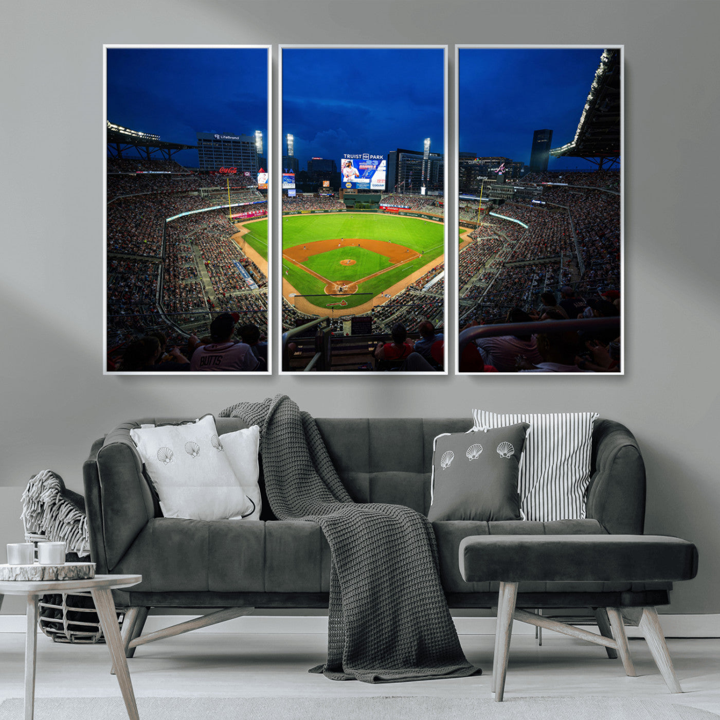 MGV-FC-48X32-3P - Truist Park Night Game Canvas Art - Atlanta Braves Stadium Wall Art Canvas