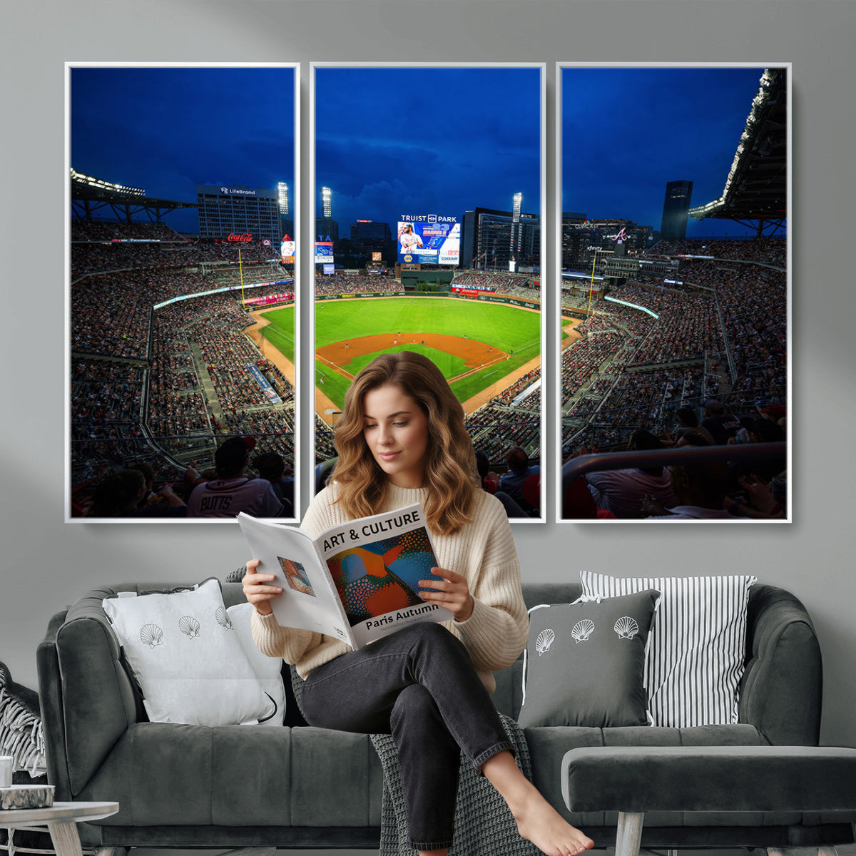 88590-MGV-CV-36X24 - Truist Park Night Game Canvas Art, Atlanta Braves Stadium
